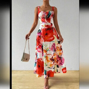 Privé Women Chest Strap Sleeveless Long Summer Dress, Random Printed Cutou